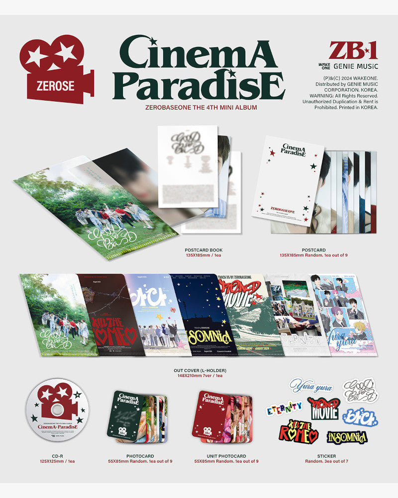 ZEROBASEONE - 4TH MINI ALBUM [CINEMA PARADISE] (ZEROSE Ver.) (7 Versions)